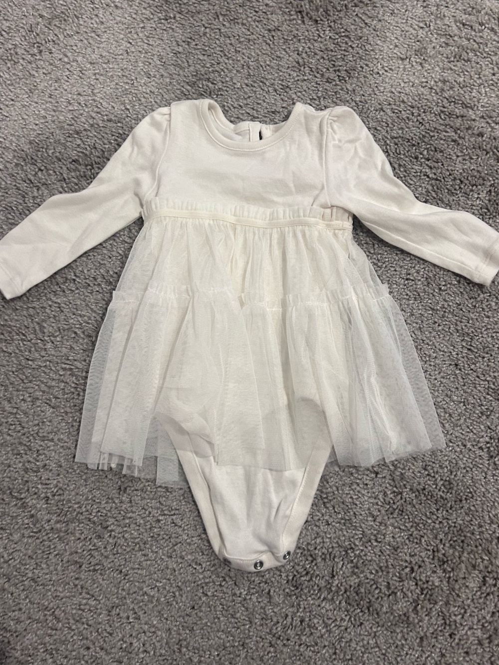 GAP Cream Long-Sleeve Tulle Skirt Bodysuit